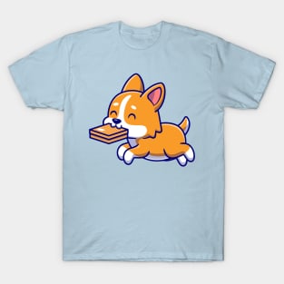 Cute Corgi Dog Bite Box Cartoon T-Shirt